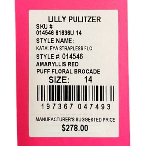 Lilly Pulitzer Kataleya Strapless Jacquard Dress in Amaryllis Reg NWT - Size 14 - Picture 9 of 10